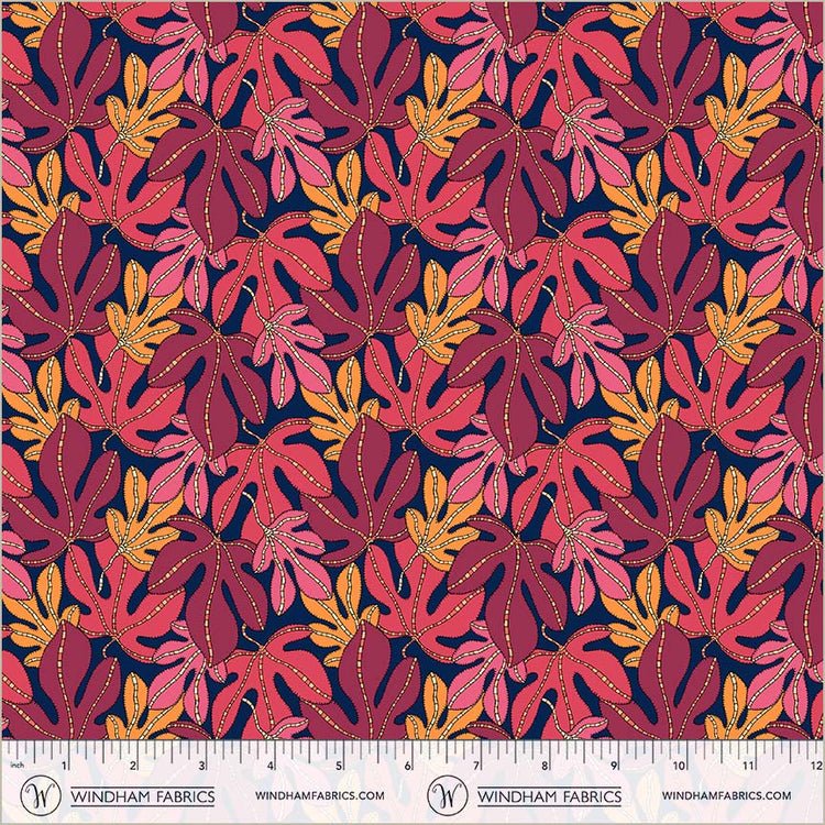 Sunshine Monstera Indigo High Density Cotton 44"/45" Fabric Per Yard - Choice Fabrics54976D-1