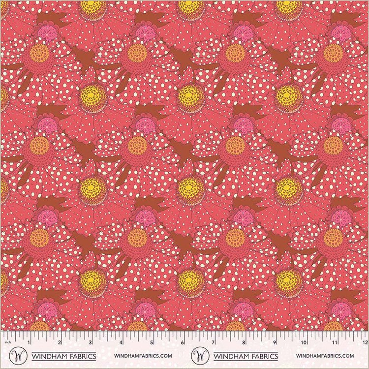 Sunshine Polka flower Crimson High Density Cotton 44"/45" Fabric Per Yard - Choice Fabrics54975D-4