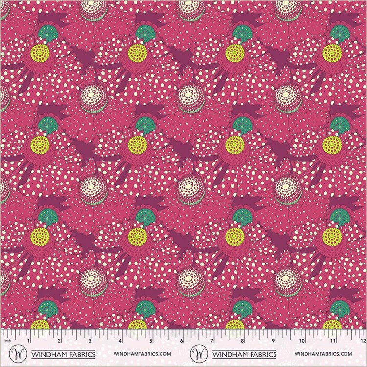 Sunshine Polka flower Plum High Density Cotton 44"/45" Fabric Per Yard - Choice Fabrics54975D-3