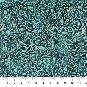 Swirls II Blue Green Cotton Wideback Fabric per yard - Choice FabricsB83540-64
