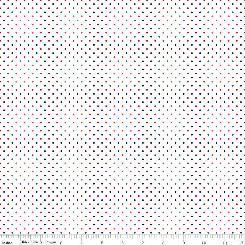 Swiss Dot On White Patriotic 44"/45" Cotton Fabric Per Yard - Choice FabricsC660-PATRIOTIC