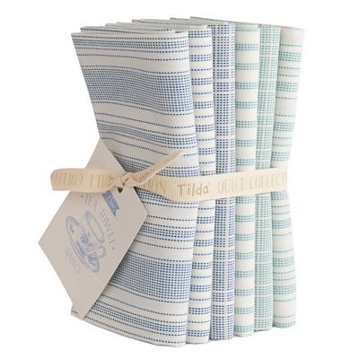 Tilda Woven Tea Towel Fat Quarter Bundle - Blue & Teal - Choice FabricsTIL300192