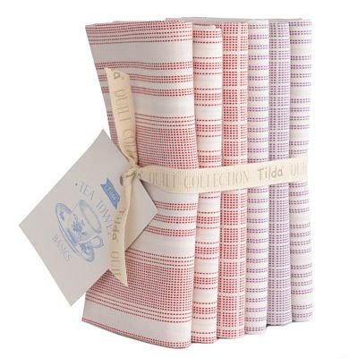 Tilda Woven Tea Towel Fat Quarter Bundle - Red & Plum - Choice FabricsTIL300193