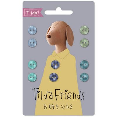 Tilda Friends Chambray Buttons Cool Colors 9mm 10p - Choice FabricsTIL400051