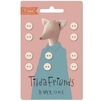 Tilda Friends Cotton Buttons Neutral 9mm 10p - Choice FabricsTIL400044