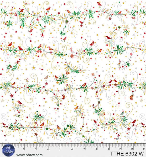 Turnowsky Treasures Branches and Birds White 44"/45" Cotton Fabric Per Yard - Choice FabricsTTRE-6302-W