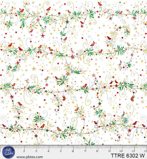 Turnowsky Treasures Branches and Birds White 44"/45" Cotton Fabric Per Yard - Choice FabricsTTRE-6302-W