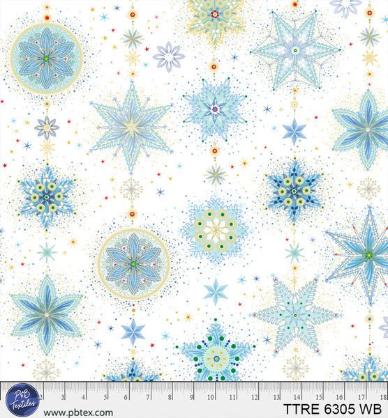 Turnowsky Treasures Delicate Snowflakes White Blue 44"/45" Cotton Fabric Per Yard - Choice FabricsTTRE-6305-WB