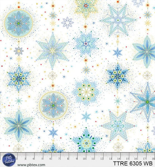 Turnowsky Treasures Delicate Snowflakes White Blue 44"/45" Cotton Fabric Per Yard - Choice FabricsTTRE-6305-WB