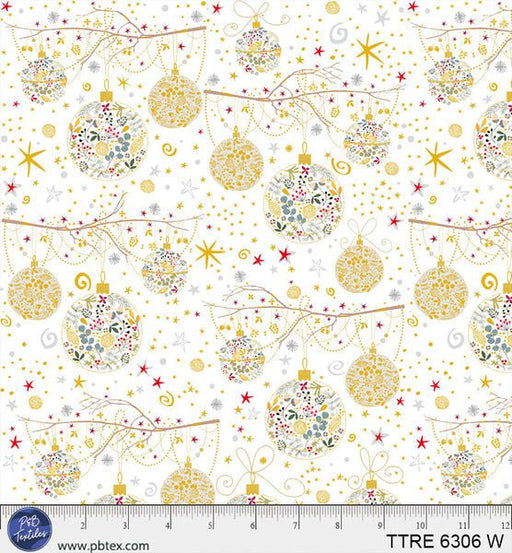 Turnowsky Treasures Branches and Baubles White 44"/45" Cotton Fabric Per Yard - Choice FabricsTTRE-6306-W