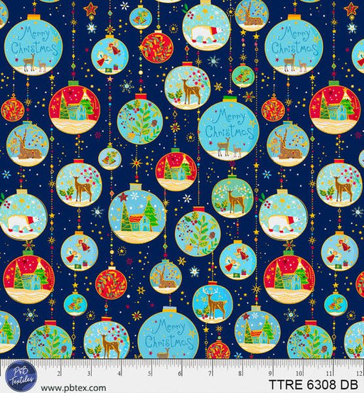 Turnowsky Treasures Bright Blue Baubles Dark Blue 44"/45" Cotton Fabric Per Yard - Choice FabricsTTRE-6308-DB
