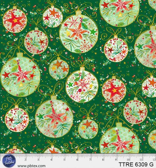 Turnowsky Treasures Allover Ornaments Green 44"/45" Cotton Fabric Per Yard - Choice FabricsTTRE-6309-G