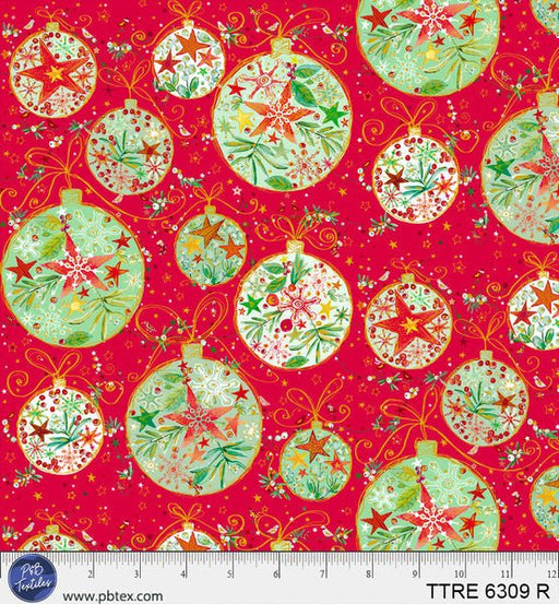 Turnowsky Treasures Allover Ornaments Red 44"/45" Cotton Fabric Per Yard - Choice FabricsTTRE-6309-R