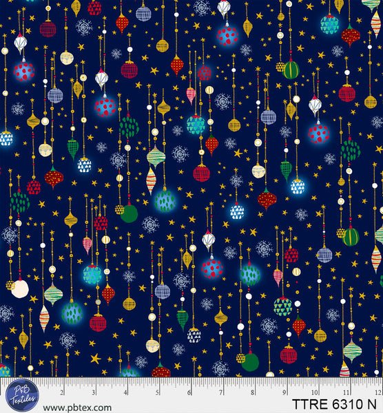 Turnowsky Treasures Ditzy Glowing Ornaments Navy 44"/45" Cotton Fabric Per Yard - Choice FabricsTTRE-6310-N