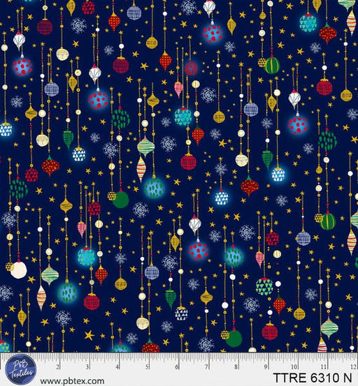 Turnowsky Treasures Ditzy Glowing Ornaments Navy 44"/45" Cotton Fabric Per Yard - Choice FabricsTTRE-6310-N