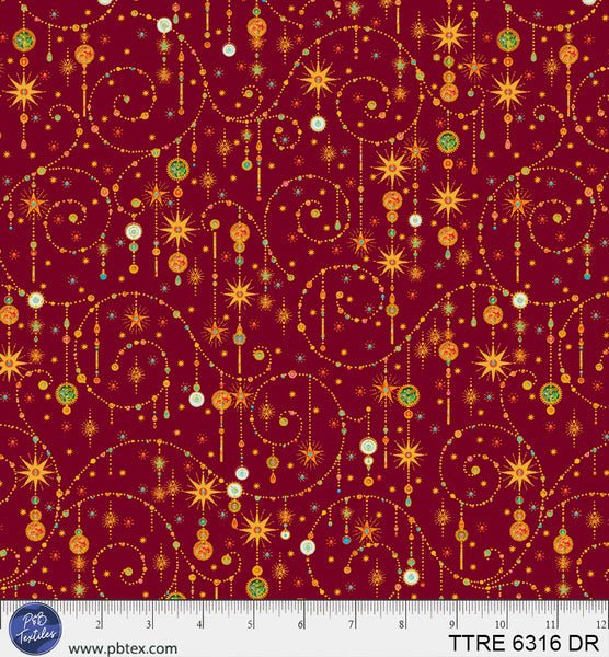 Turnowsky Treasures Ornate Scrolls Dark Red 44"/45" Cotton Fabric Per Yard - Choice FabricsTTRE-6316-DR