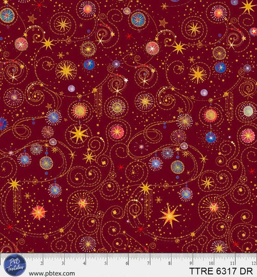 Turnowsky Treasures Scrolls and Stars Allover Dark Red 44"/45" Cotton Fabric Per Yard - Choice FabricsTTRE-6317-DR