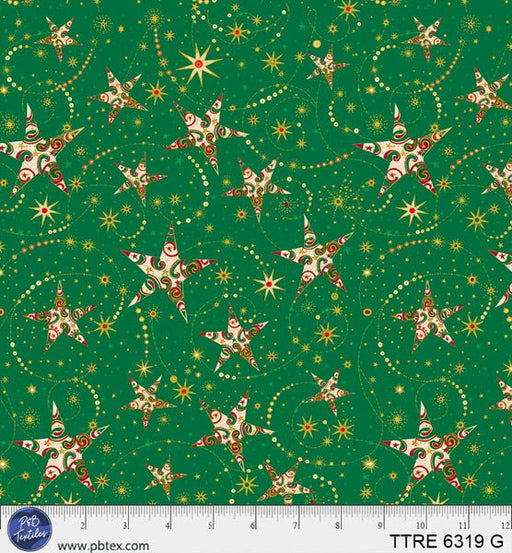 Turnowsky Treasures Swirling Stars Green 44"/45" Cotton Fabric Per Yard - Choice FabricsTTRE-6319-G