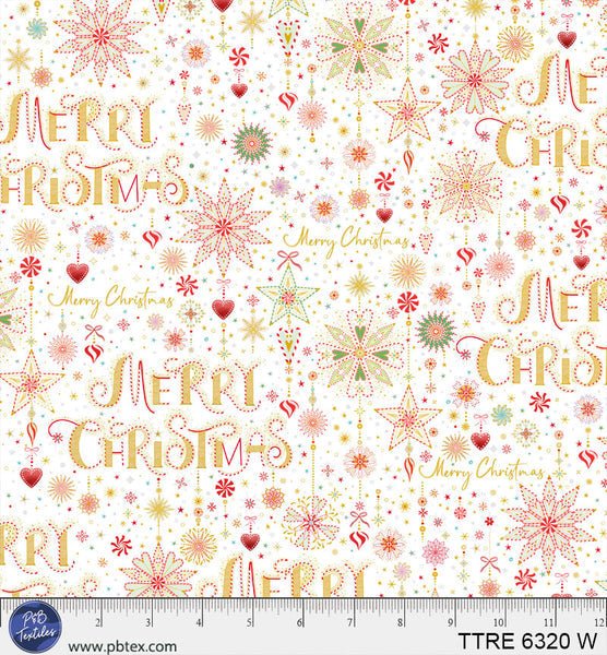 Turnowsky Treasures Peppermint Merry Christmas Allover White 44"/45" Cotton Fabric Per Yard - Choice FabricsTTRE-6320-W