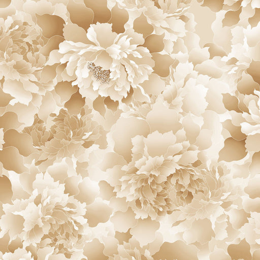 Tan Monochromatic Peony 118" Peony Paradise Cotton Wideback Fabric Per Yard - Choice FabricsHEG-3603W-36