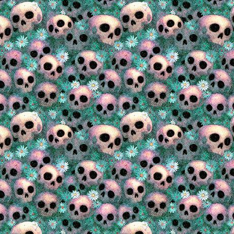 Teal Skulls Witchypoo Cotton 44"/45" Fabric Per Yard - Choice Fabrics2600-31940-Q