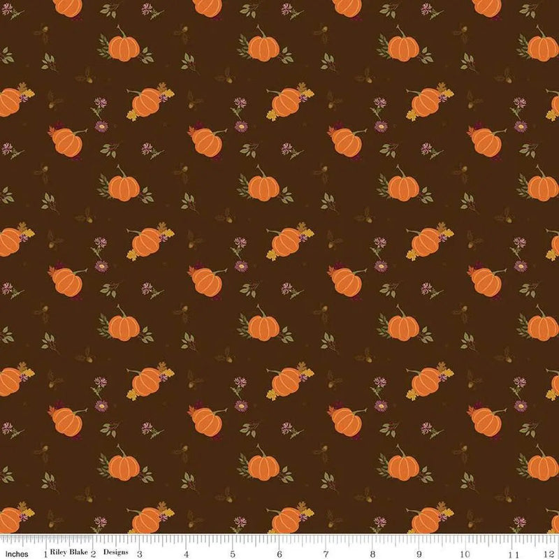 The Awe of Autumn Pumpkins Brown 43"/44" Fabric Per Yard - Choice FabricsC16192-BROWN