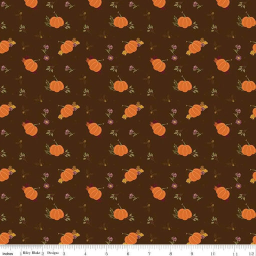 The Awe of Autumn Pumpkins Brown 43"/44" Fabric Per Yard - Choice FabricsC16192-BROWN