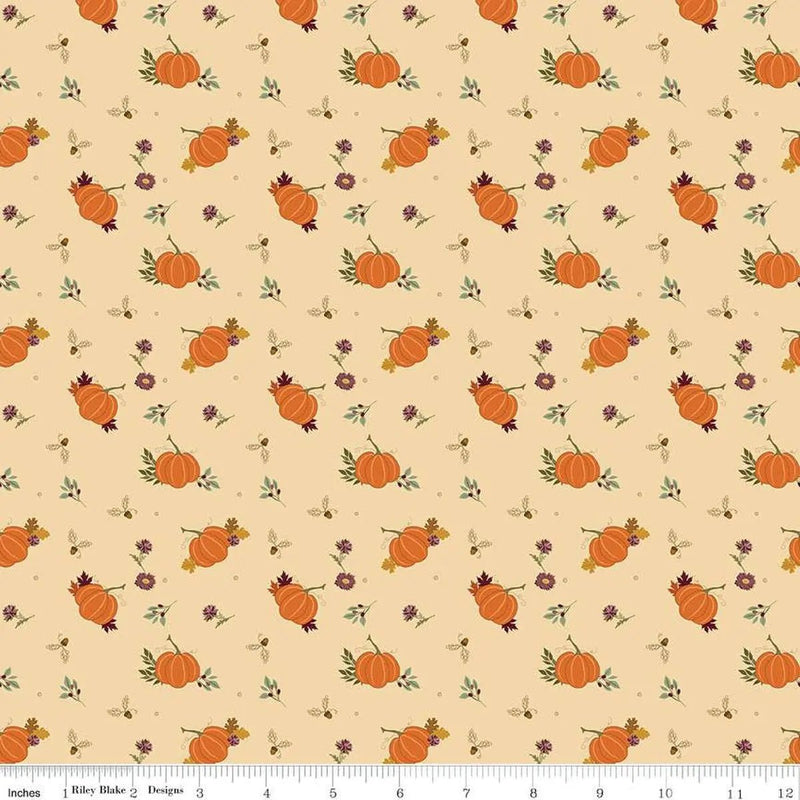The Awe of Autumn Pumpkins Latte 43"/44" Fabric Per Yard - Choice FabricsC16192-LATTE