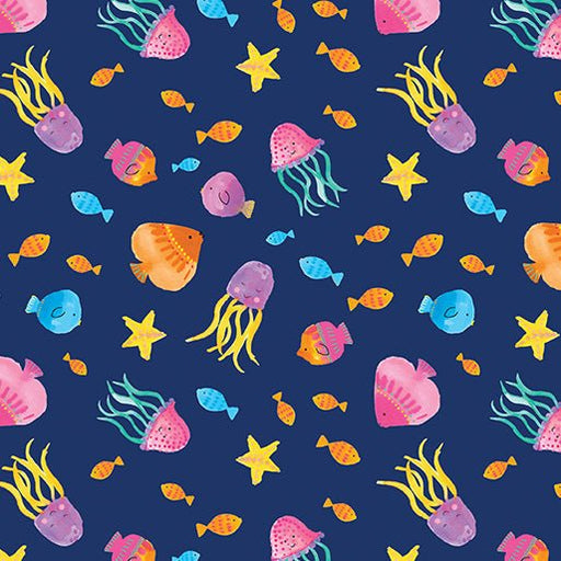 Tropical Fish Navy Cotton 44"/45" Fabric Per Yard - Choice Fabrics15056-56