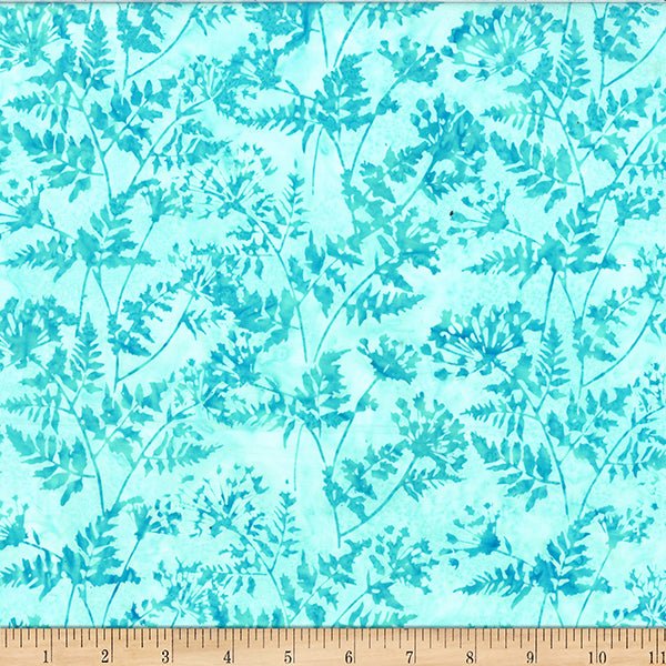 Turquoise Bali Batik Sweet Cicely Cotton 44"/45" Fabric Per Yard - Choice FabricsX2630-61-TURQUOISE