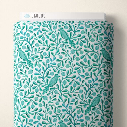 Turquoise Felipe Birds and Branches Cotton 44/45 Fabric Per Yard - Choice Fabrics228478