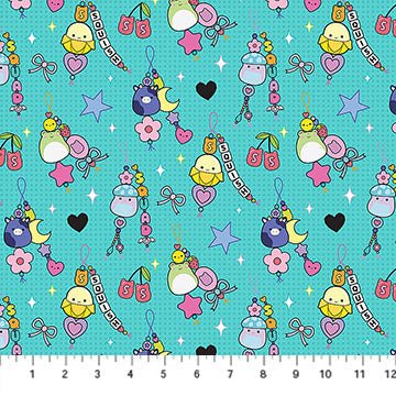 Turquoise Joyful 44"/45" Cotton Fabric Per Yard - Choice FabricsSQ1026-61
