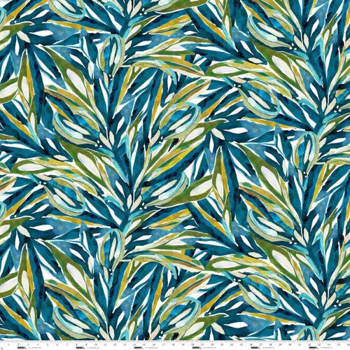 Turquoise Leaf Allover Cotton 44"/45" Fabric Per Yard - Choice Fabrics8530-71