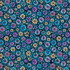 Turquoise Mosaic Blooms Tile Coordinate Cotton 44/45 Fabric Per Yard - Choice Fabrics2600-31488-Q