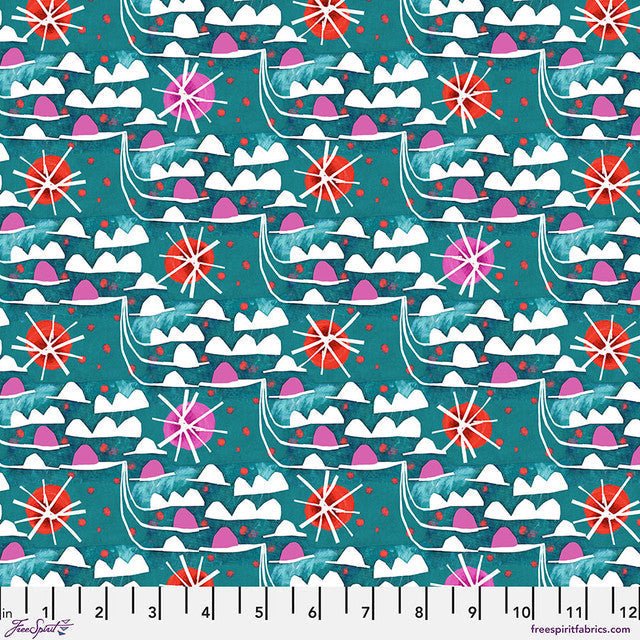 Waves Teal Colori Cotton 44"/45" Fabric Per Yard - Choice FabricsPWES044.TEAL