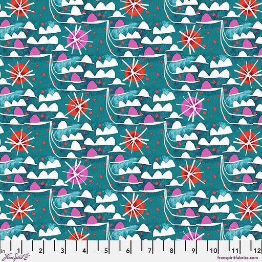 Waves Teal Colori Cotton 44"/45" Fabric Per Yard - Choice FabricsPWES044.TEAL