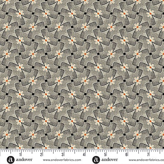 Whirly Gig Cream Black Nightfall 44"/45" Cotton Fabric Per Yard - Choice FabricsA-10209-K