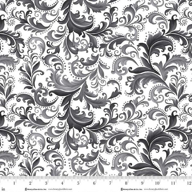 White Black Scrolls Scarlet's Treasure 44"/45" Cotton Fabric Per Yard - Choice Fabrics3643-19