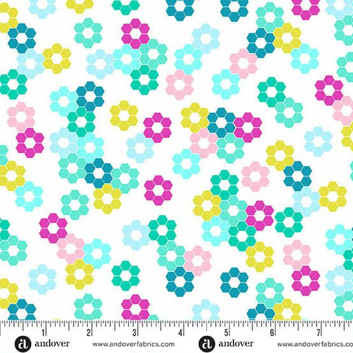 White Hexie Garden Color Pop Playground Cotton 44"/45" Fabric Per Yard - Choice FabricsA-1692-L