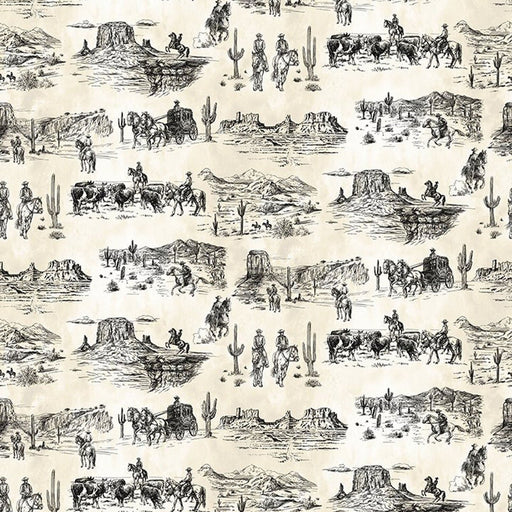 White & Cream Southwest Minis Toile 44/45" Cotton Fabric Per Yard - Choice FabricsIBF2SWM-1