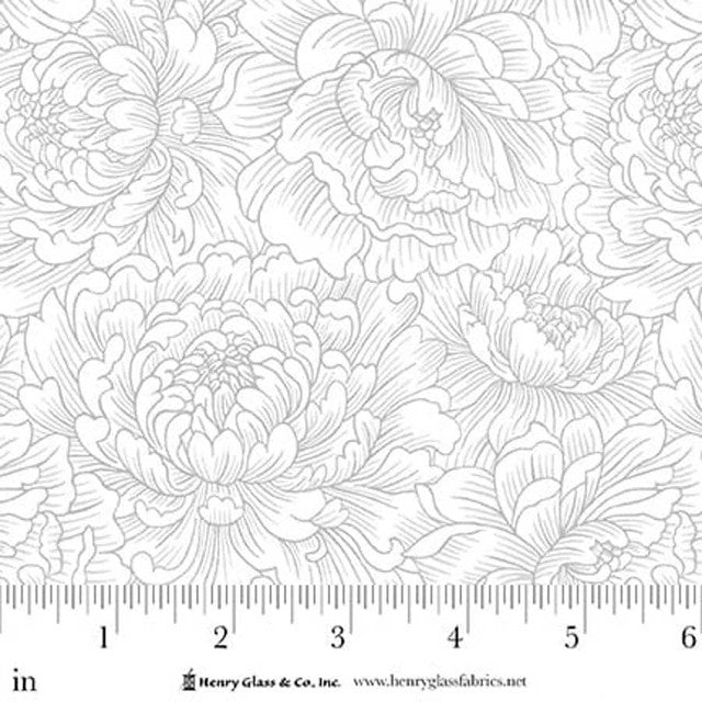 White on White Peony Monotone Scarlet's Treasure 44"/45" Cotton Fabric Per Yard - Choice Fabrics3644-19