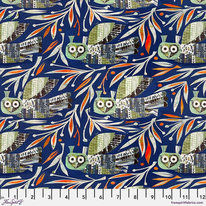 Winter Owl Dark Blue Cotton 44"/45" Fabric Per Yard - Choice FabricsPWCY010.DARKBLUE