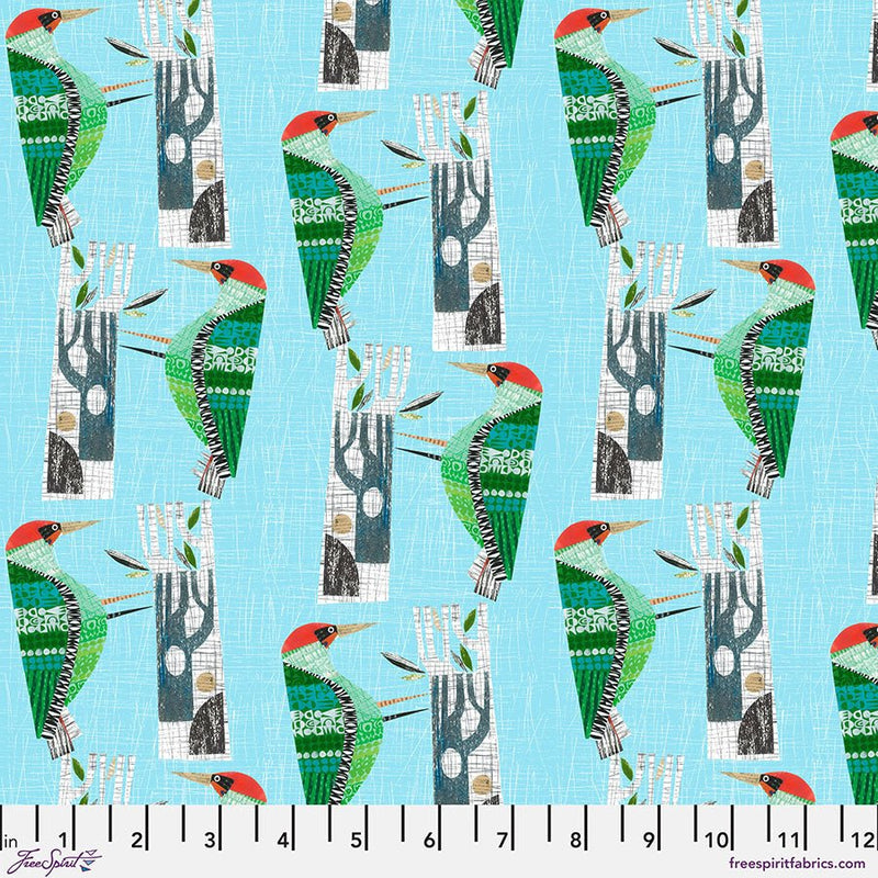 Woodpecker Sky Blue Cotton 44"/45" Fabric Per Yard - Choice FabricsPWCY012.SKYBLUE