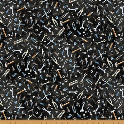 Black Tools Hammer Down 43"/44" Fabric Per Yard - Choice FabricsX5641-4-Black