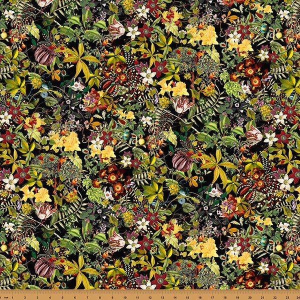 Black Floral Mousing Around 43"/44" Fabric Per Yard - Choice FabricsX5652-4-Black