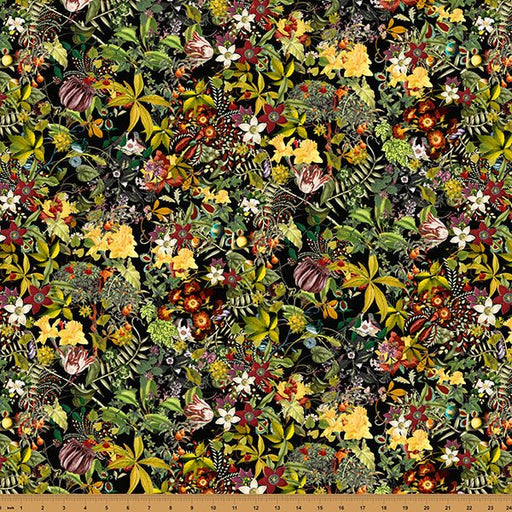 Black Floral Mousing Around 43"/44" Fabric Per Yard - Choice FabricsX5652-4-Black