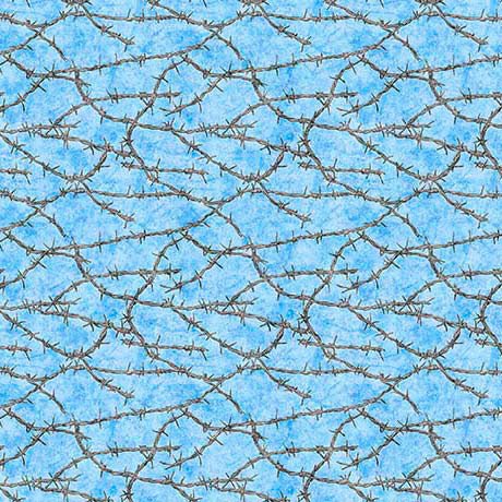 Yippie Ki Yay! Barbed Wire Light Blue Cotton 44"/45" Fabric Per Yard - Choice Fabrics2600-31495-B