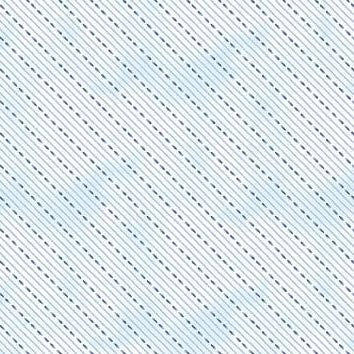 Dreaming in Blue - Dashed Stripes - White - Choice Fabrics3060-36278-144