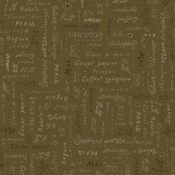 Dressmaker - Script - Olive - Choice FabricsR521173D-OLIVE