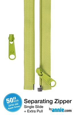 50" Separating Zipper with Extra Slide, Apple Green - Choice FabricsZIP50-200